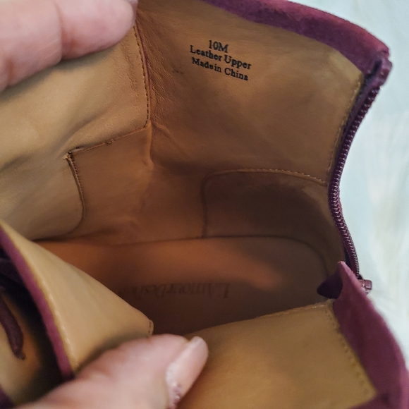 L'Amour Des Pieds 10 Mulberry Suede Wedge Booties - Picture 2 of 8